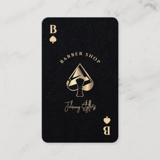 Gold ace of spades barber shop visitekaartje (Voorkant)