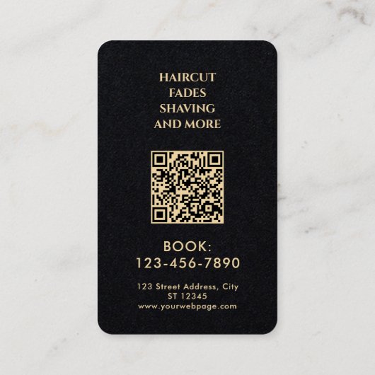 Gold ace of spades barber shop visitekaartje (Achterkant)