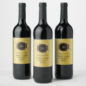 Gold-achtergrond met Gold en zwart Lijst Wijn Etiket (Flessen)