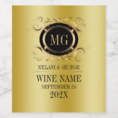 Gold-achtergrond met Gold en zwart Lijst Wijn Etiket (Enkel label)