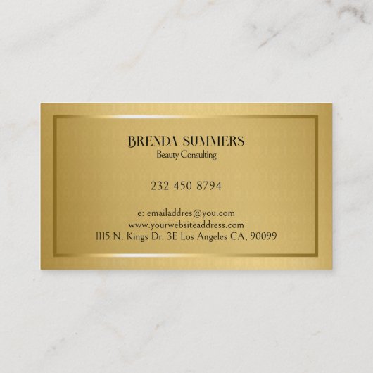 Gold-achtergrond met lijst visitekaartje (Achterkant)