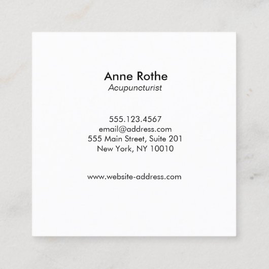 Gold Acupunctie Naald Logo Vierkante Visitekaartje (Achterkant)