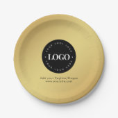 Gold Add Custom Business Company Logo & Text Party Papieren Bordje (Voorkant)