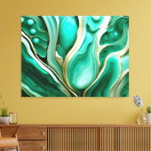 Gold Adern: Digitale Hommage an grüne Mineralien Canvas Afdruk (Insitu (Woonkamer))