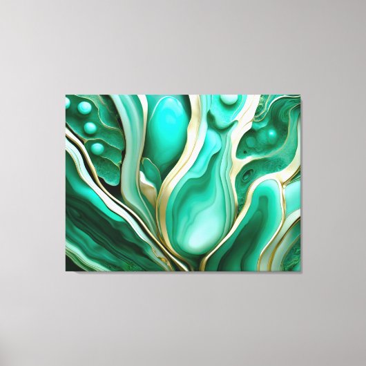 Gold Adern: Digitale Hommage an grüne Mineralien Canvas Afdruk (Voorkant)