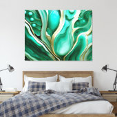 Gold Adern: Digitale Hommage an grüne Mineralien Canvas Afdruk (Insitu (Slaapkamer))