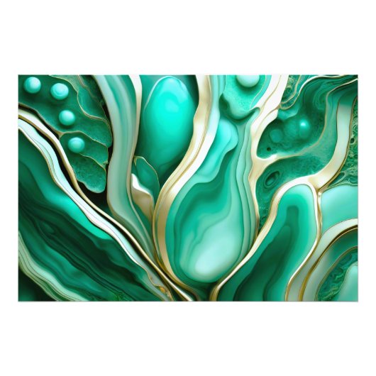 Gold Adern: Digitale Hommage an grüne Mineralien Foto Afdruk (Voorkant)