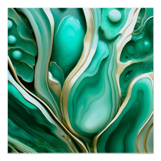 Gold Adern: Digitale Hommage an grüne Mineralien Perfect Poster (Voorkant)