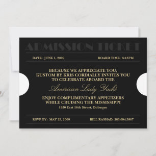 Gold Admission Ticket 5x7 Uitnodigingen