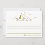 Gold Advice voor de bridekalligrafie Advieskaart<br><div class="desc">Moderne en witte kaart voor de bruid. Geef advies met dit moderne 'advies voor de bruidskaart'. Het is perfect voor bruid- en trouwdouches. Andere kleuren zijn beschikbaar.</div>