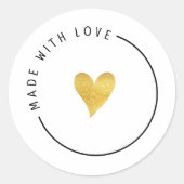 Gold Aesthetic Made With Love  Ronde Sticker (Voorkant)