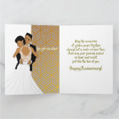 Gold African American Couple Jubileum Card Kaart (Binnen)