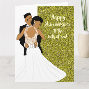 Gold African American Couple Jubileum Card Kaart