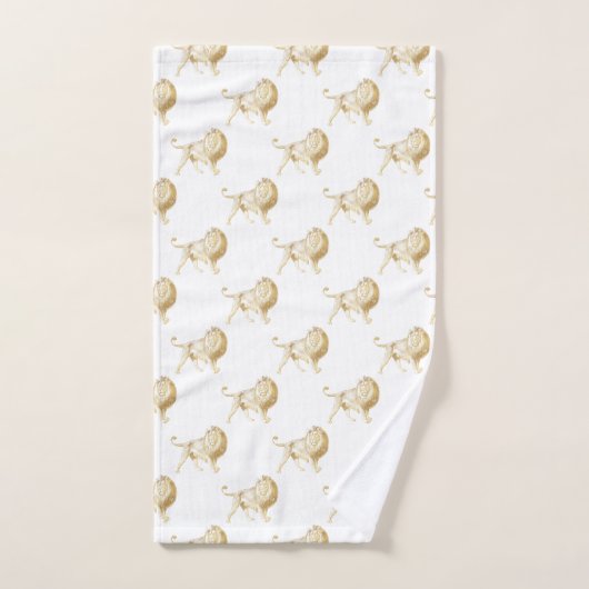 GOLD AFRICAN LION WHITROOM BATHROOM TOWEL SET BAD HANDDOEK (Handdoek)