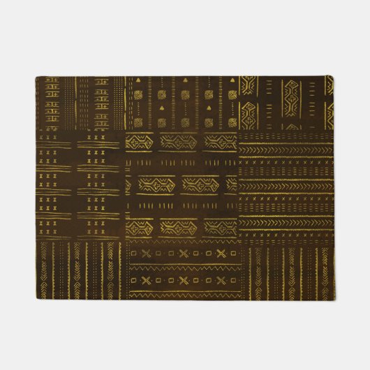 Gold African Tribal Pattern on rich brown texture Deurmat (Voorkant)