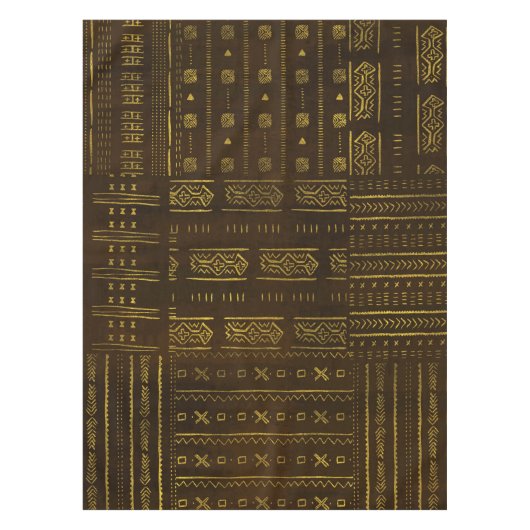 Gold African Tribal Pattern on rich brown texture Tafelkleed (Voorkant)