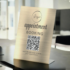 Gold Afspraak Boeking QR Code Zakelijk Reclamebord Met Voetstuk