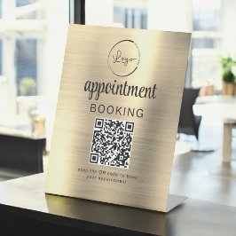 Gold Afspraak Boeking QR Code Zakelijk Reclamebord Met Voetstuk