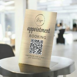 Gold Afspraak Boeking QR Code Zakelijk Reclamebord Met Voetstuk
