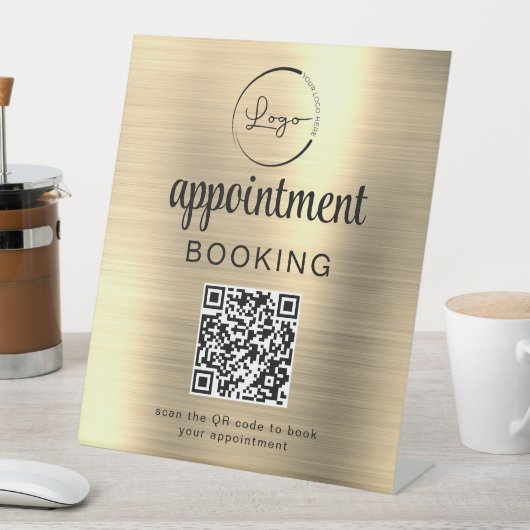 Gold Afspraak Boeking QR Code Zakelijk Reclamebord Met Voetstuk (Insitu)