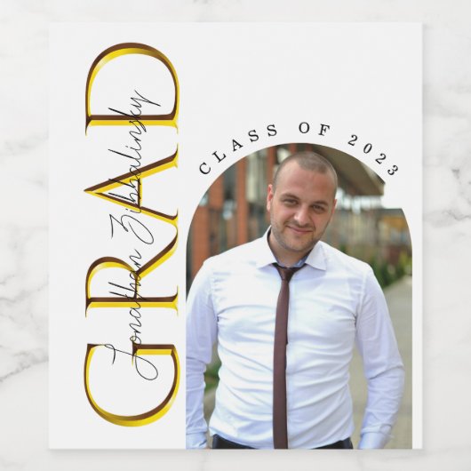 Gold Afstudeerder Arching Photo Class of 2023 Afst Wijn Etiket (Enkel label)