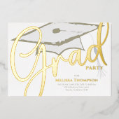 Gold Afstudeerder Calligraphy Script Modern Gradup Folie Uitnodiging (Voorkant)