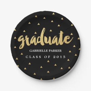 Gold Afstudeerder Faux Faux Graduation Party Borde Papieren Bordje