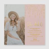 Gold Afstudeerder Party Photo Magnetic Invitation  (Voorkant)