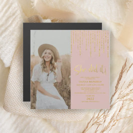 Gold Afstudeerder Party Photo Magnetic Invitation 