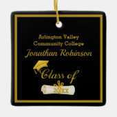 Gold Afstudeerder Pet en Diploma Ceramic Ornament (Voorkant)