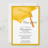 Gold Afstudeerder Pet Graduation Party Invitation Kaart (Voorkant)