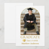 Gold Afstudeerder Pet Moderne Arch Foto Afstuderen Aankondiging (Voorkant / Achterkant)