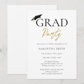 Gold Afstudeerder Pet Moderne Calligrafie GraduPar Kaart (Voorkant / Achterkant)