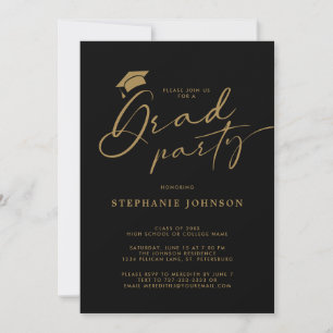 Gold Afstudeerder Pet Moderne Calligrafie GraduPar Kaart