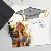 Gold Afstudeerder Script Afstuderen-fotosjabloon Folie Uitnodiging