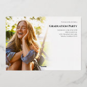 Gold Afstudeerder Script Afstuderen-fotosjabloon Folie Uitnodiging (Achterkant)