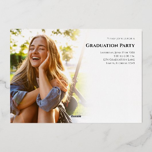 Gold Afstudeerder Script Afstuderen-fotosjabloon Folie Uitnodiging (Achterkant)