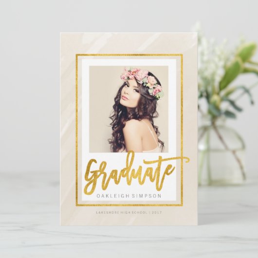 Gold Afstuderen | Aankondiging Waterverf beige (Staand voorkant)