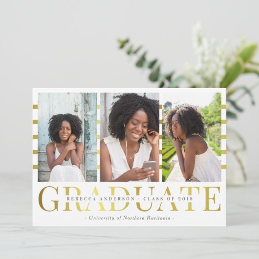 Gold Afstuderen bekendmaking Afstuderen foto's Aankondiging (Staand voorkant)