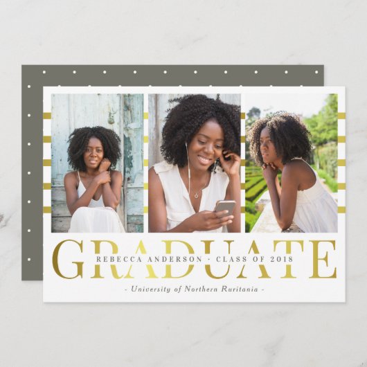 Gold Afstuderen bekendmaking Afstuderen foto's Aankondiging (Voorkant / Achterkant)