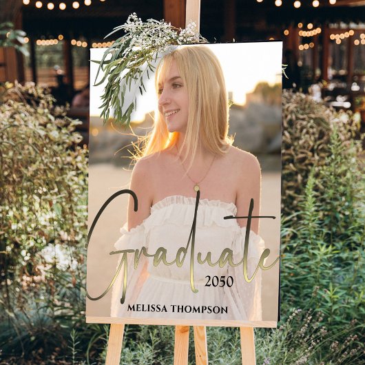 Gold Afstuderen Calligrafie Manuscript zwarte foto Poster