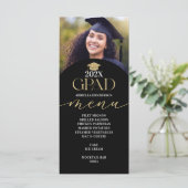 Gold Afstuderen Dinner Menu Kaart (Staand voorkant)
