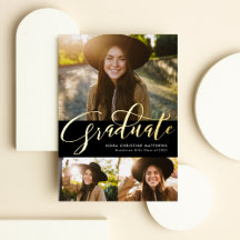 Gold Afstuderen drie foto's zwart afstuderen