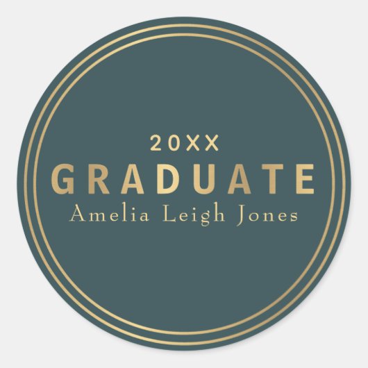 Gold Afstuderen envelopsticker Ronde Sticker (Voorkant)