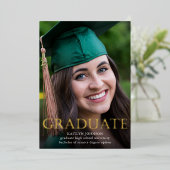 Gold Afstuderen Folie foto's Folie Uitnodiging (Staand Voorkant)