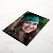 Gold Afstuderen Folie foto's Uitnodiging (Gedraaid)