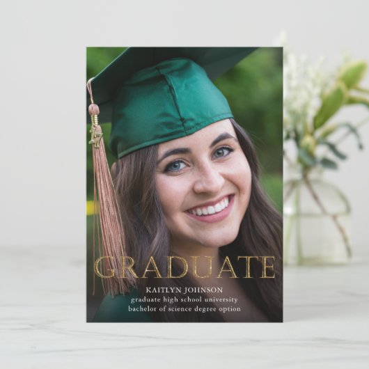 Gold Afstuderen foto-aankondiging Kaart (Staand voorkant)