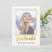 Gold Afstuderen Foto Lijst Graduation Party nodigt Kaart (Staand voorkant)