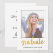 Gold Afstuderen Foto Lijst Graduation Party nodigt Kaart (Voorkant / Achterkant)