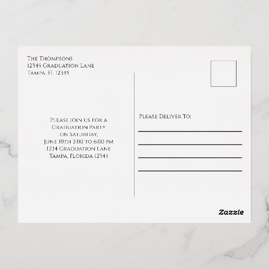 Gold Afstuderen foto uitnodiging Sjabloon (Achterkant)